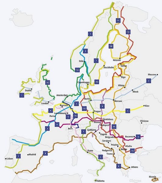 EuroVelo mapa