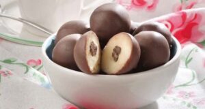 čokoládové marcipánové guľôčky
