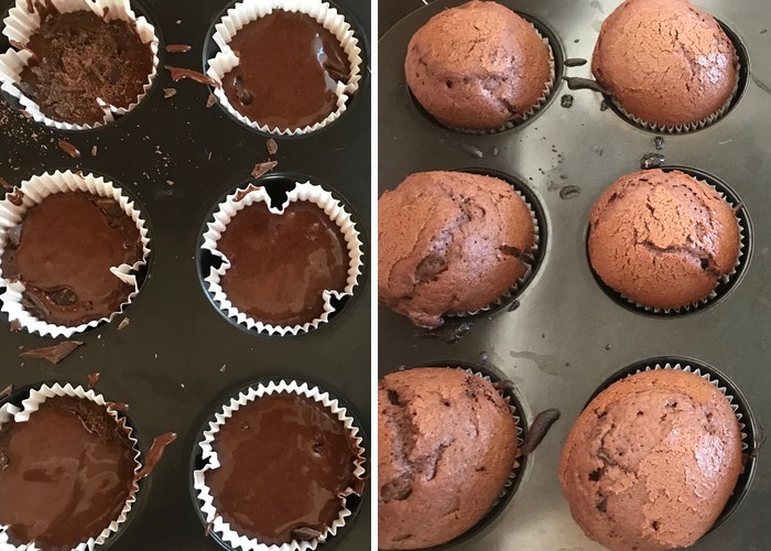 čokoládové muffiny po upečení