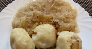 recept na zemiakové guľky s údeným mäsom a kyslou kapustou