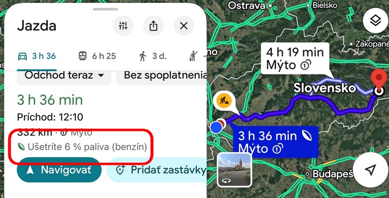 google-maps-usetrenie-paliva-trasa